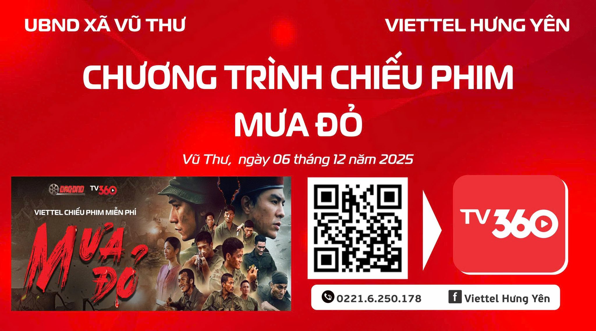 TUẦN CHIẾU PHIM MIỄN PHÍ “MƯA ĐỎ” TẠI XÃ VŨ THƯ