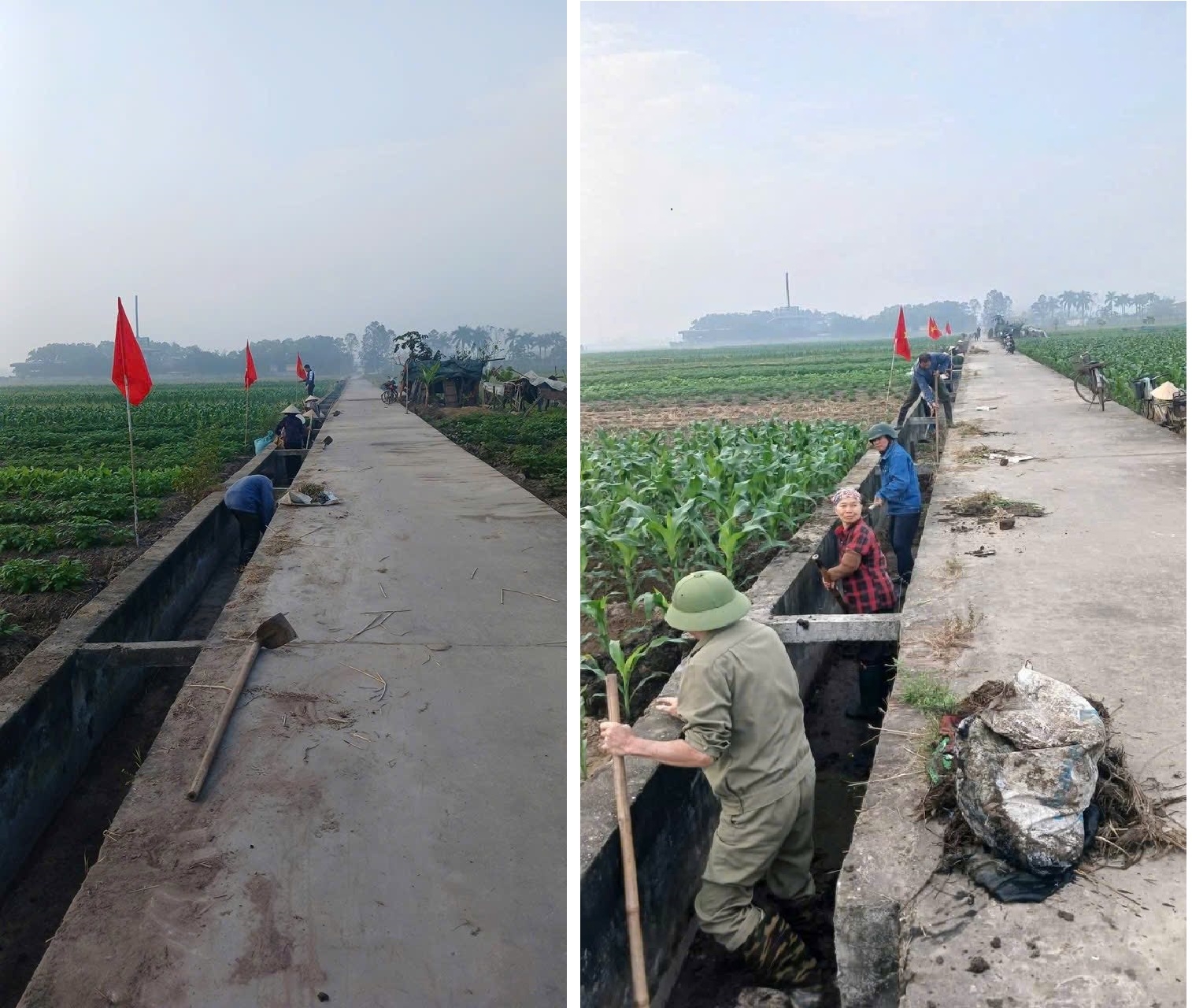 THÔN TRUNG HƯNG SÔI NỔI RA QUÂN LAO ĐỘNG XÃ HỘI CHỦ NGHĨA LÀM THỦY LỢI NỘI ĐỒNG PHỤC VỤ VỤ ĐÔNG XUÂN
