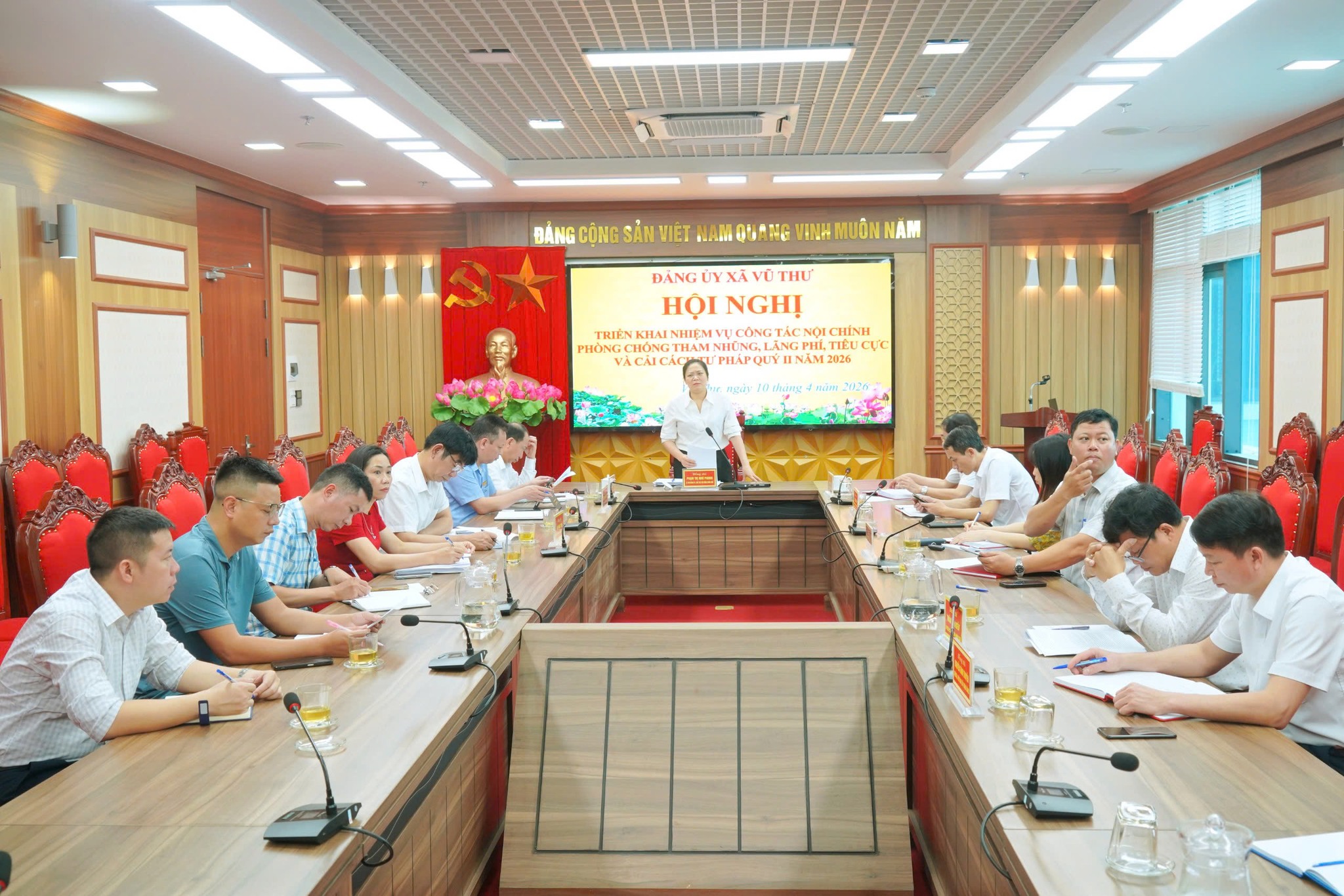 ĐẢNG ỦY XÃ VŨ THƯ TỔ CHỨC HỘI NGHỊ CÔNG TÁC NỘI CHÍNH QUÝ I NĂM 2026