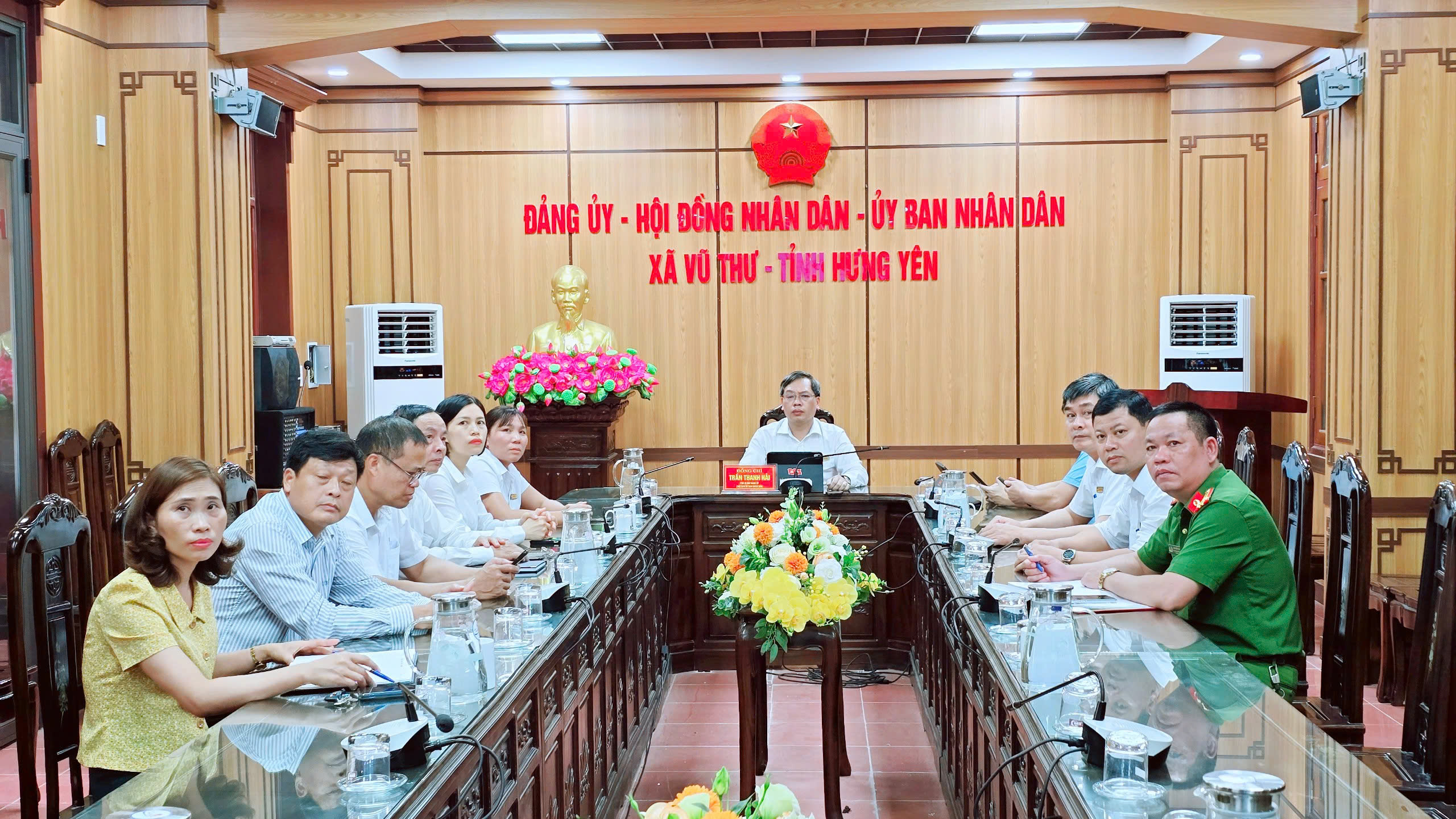 Điểm cầu xã Vũ Thư tham dự Hội nghị trực tuyến toàn quốc về công tác phòng, chống thiên tai năm 2026