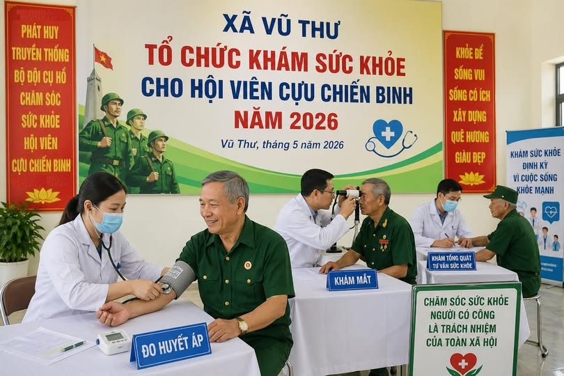 GẦN 2.000 HỘI VIÊN HỘI CỰU CHIẾN BINH XÃ VŨ THƯ SẼ ĐƯỢC KHÁM SỨC KHỎE ĐỊNH KỲ NĂM 2026